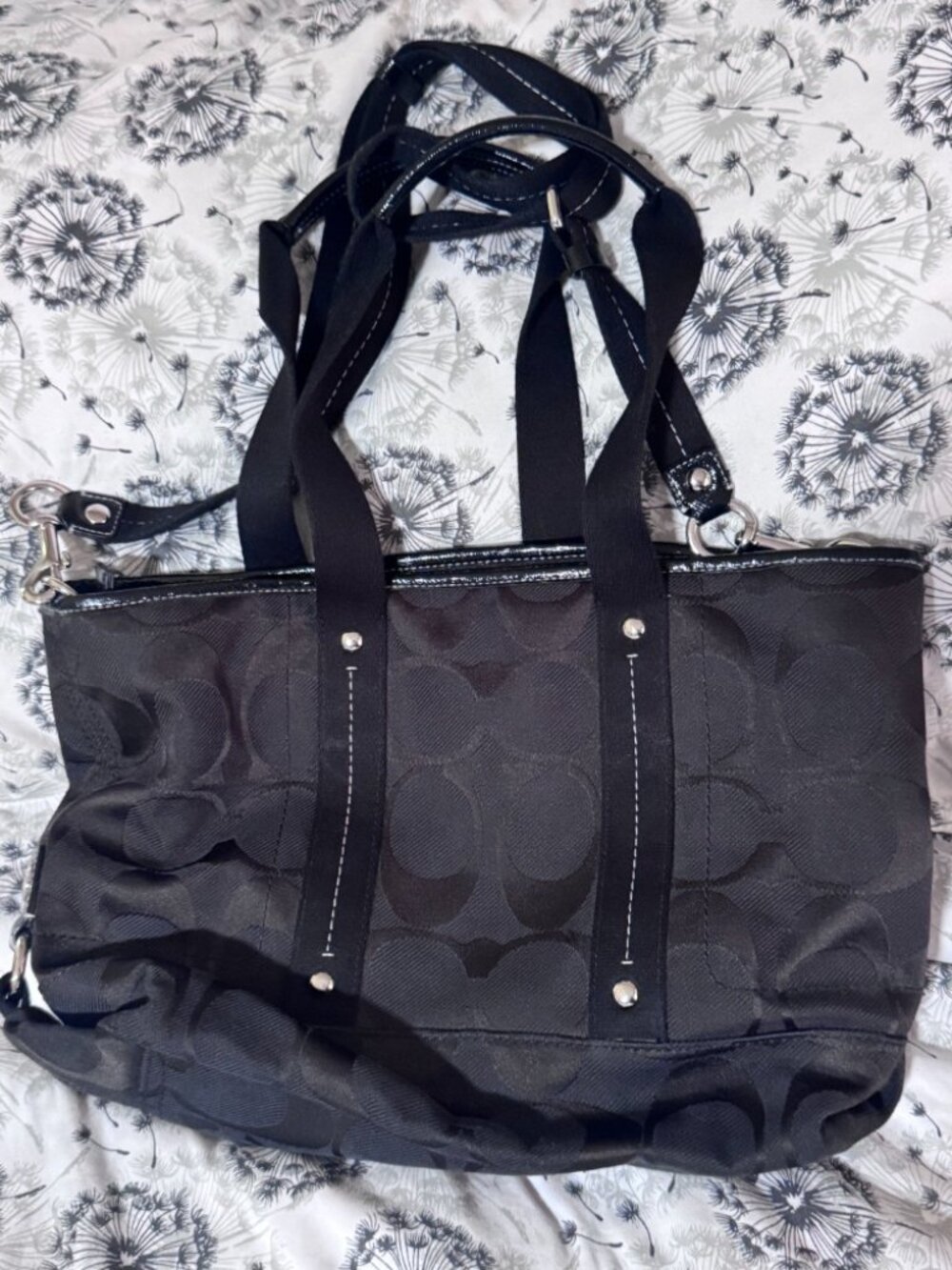 COACH Vintage Black/Hot Pink Kyra Daisy Tote Handbag Purse F18844 - Picture 3 of 5